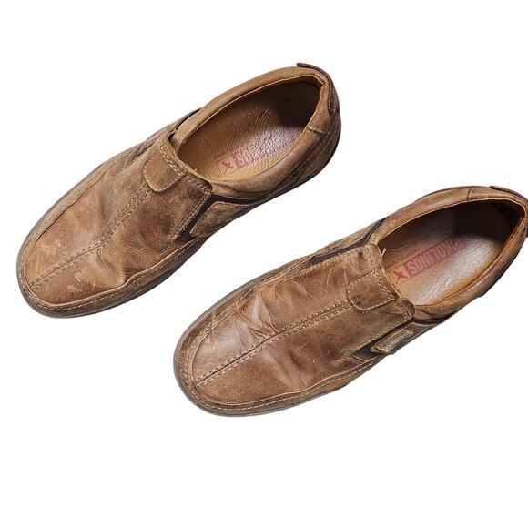 Pikolinos San Telmo Shoes Mens 8.5 Brown Leather Slip-On Loafers Comfort Moc Toe - Picture 2 of 8
